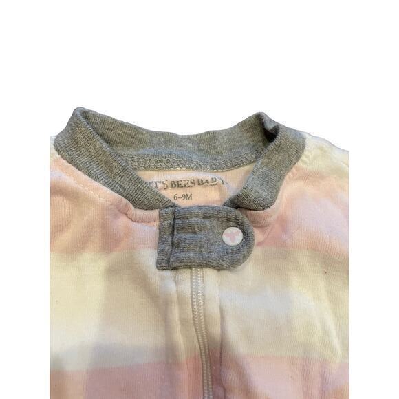 Burt's Bees Baby Pink & White Rugby Stripe Organic Cotton‎ Zip Sleeper - Blossom - Picture 2 of 7